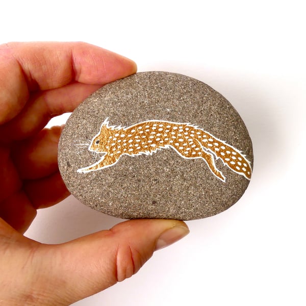 Copper Red Squirrel Stone, Handpainted Real River Rock Art, Cute Animal Gift