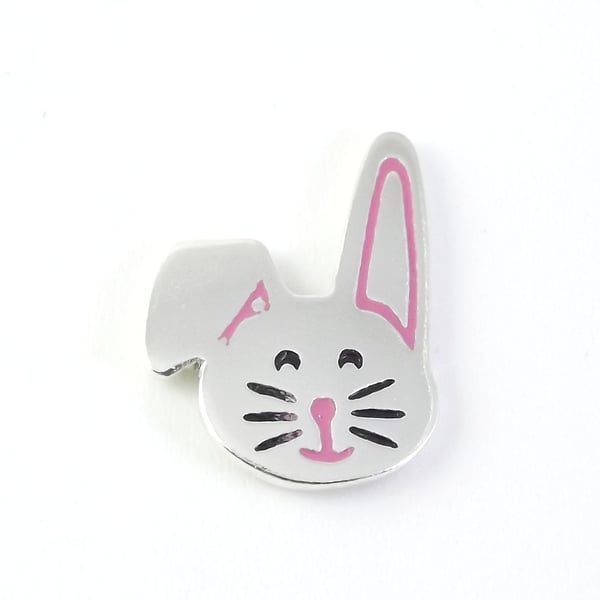 Rabbit Badge, Lapel Pin, Tie Tack, Handmade Wildlife Gift