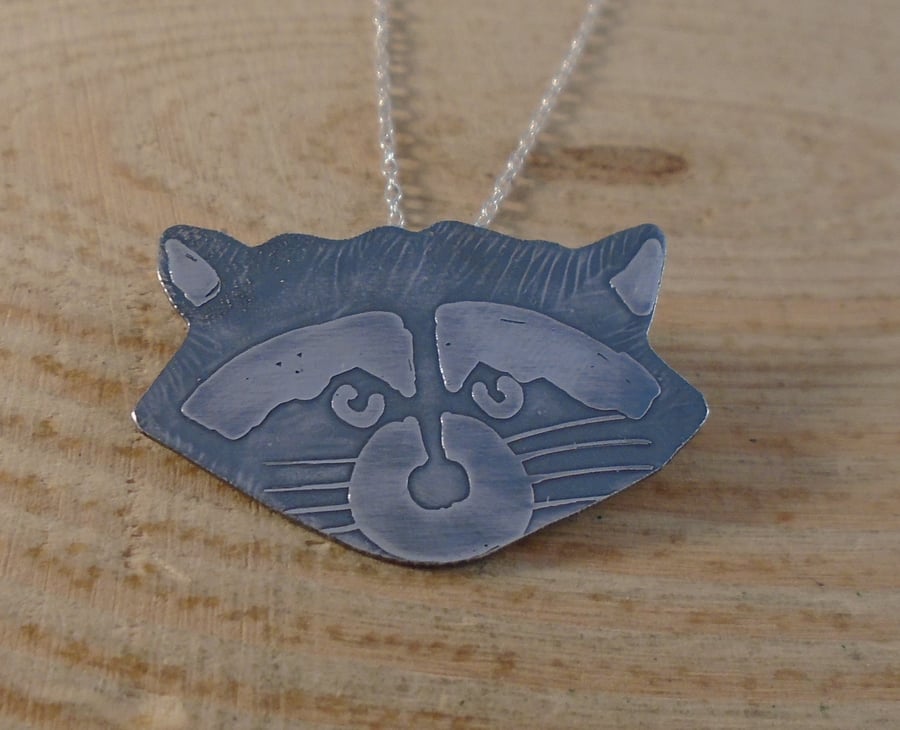 Sterling Silver Raccoon Necklace