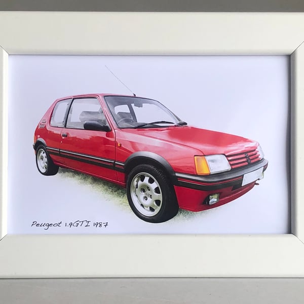 Peugeot 1.9GTI 1987 - 4x6" Photograph in a Black or White frame