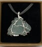 Forest colourless sea glass necklace