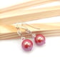 Pearlescent Red Crystal Pearl Earrings - Sterling Silver Earrings