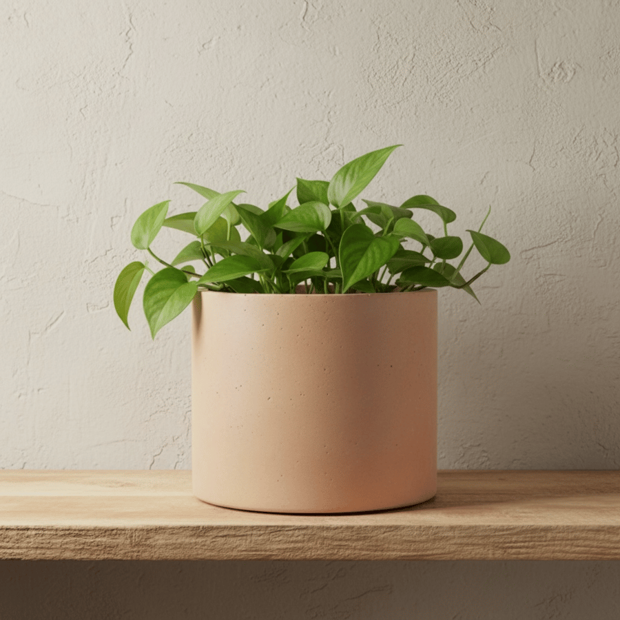 Large Beige Round Plant Pot 15 cm Indoor Planter
