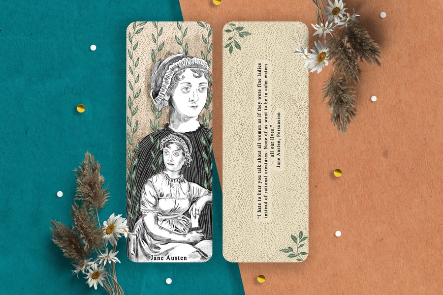 Author bookmark, feminist author bookmarks, Female author bookmark, Jane Austen