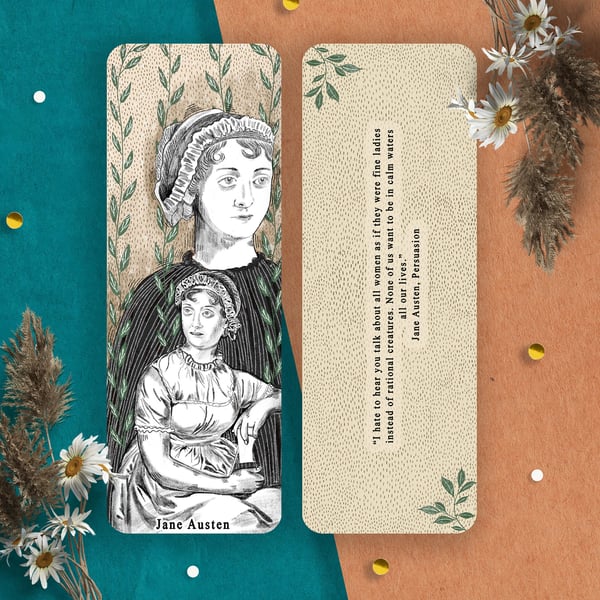 Author bookmark, feminist author bookmarks, Female author bookmark, Jane Austen