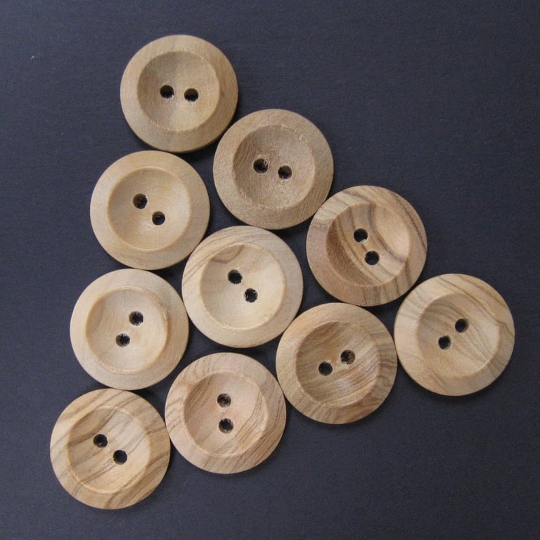 Medium Large Concave Wood Buttons Size 40 1 Inch