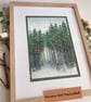 Winter Forest original oil pastel painting, A4 size artwork, landscape art - Image 5