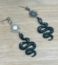 Celestial Snake Earrings, Gold or Silver, Handmade Polymer Clay Earrings  - Image 2