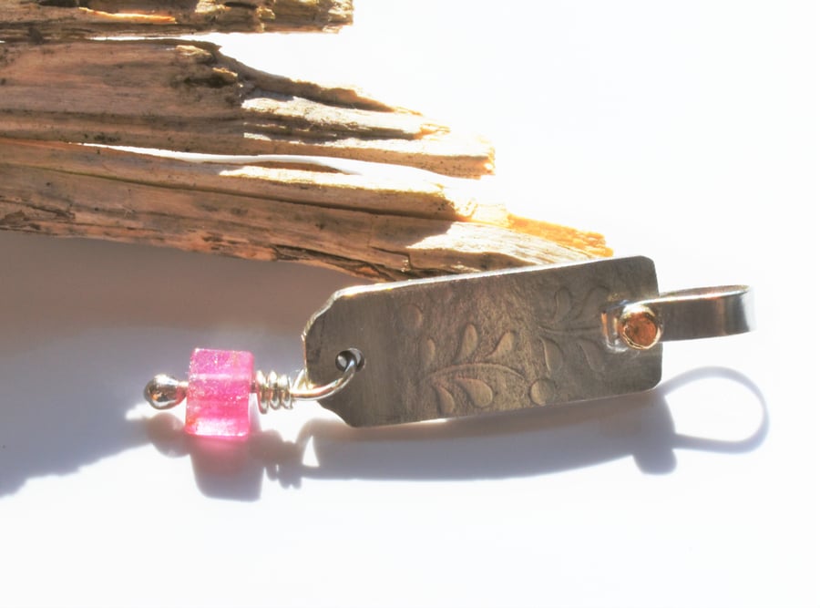 Handmade Sterling Silver And Gold Pendant With Pink Tourmaline