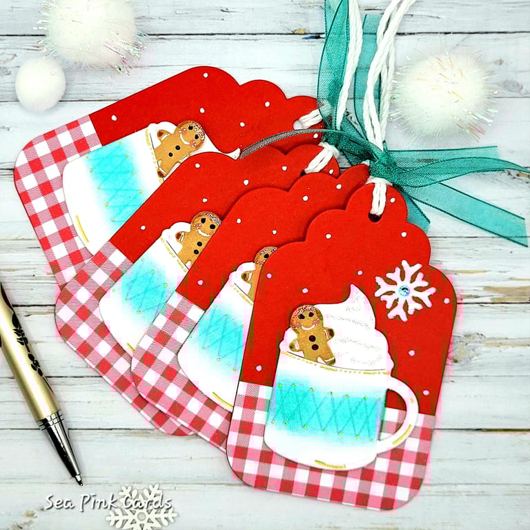 Hot Chocolate Christmas Gift Tags - Gingerbread cookie, 3D gift tags, Snowflake