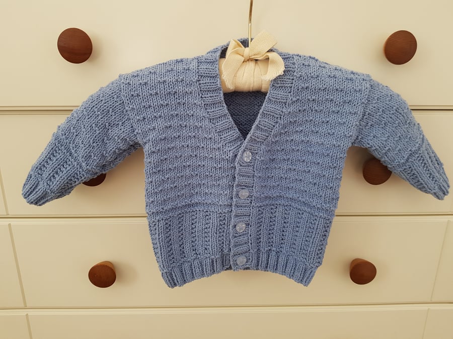 Denim Blue Textured Cardigan 20" Chest