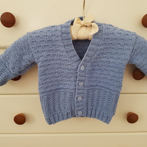 Denim Blue Textured Cardigan 20" Chest