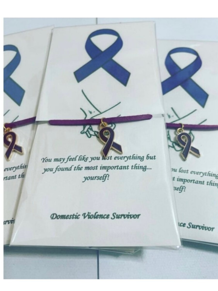 Domestic violence awareness wish bracelets x6 bundle purple ribbon charm 
