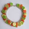 'Citrus' Lime, yellow and orange button charm bracelet