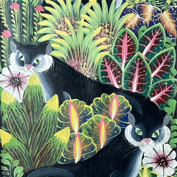 Black Panthar Original Painting on Canvas, Jungle Jugar Painting Art