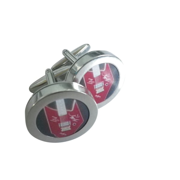 Red Rock guitar cufflinks, free shipping, gift wrapped, vivid image, Ref 1234