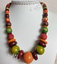Autumnal Tones Wooden Bead Necklace