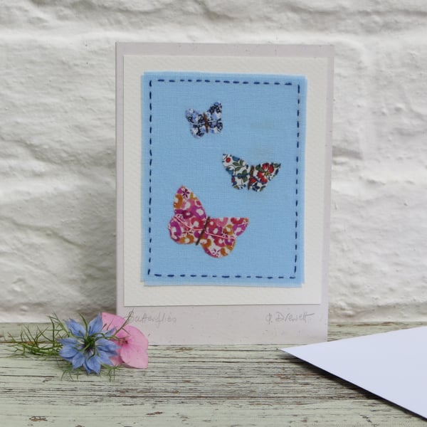 Hand-stitched miniature applique Butterflies made with Liberty Tana Lawn cottons