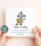 Personalised Christening Card Teddy Bear & Cross Baptism Card Grandson