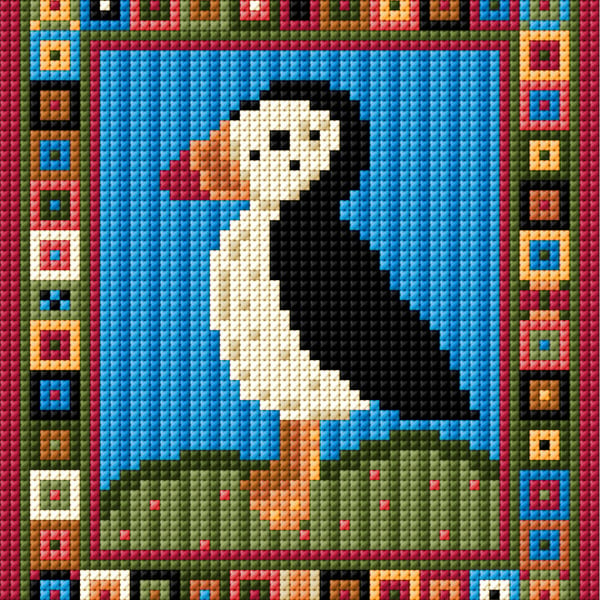 Cross Stitch, Kit, Puffin, Counted, Native, Wildlife, Seaside, Sea Bird, Small, 