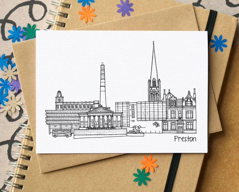 Preston Skyline Greetings Card