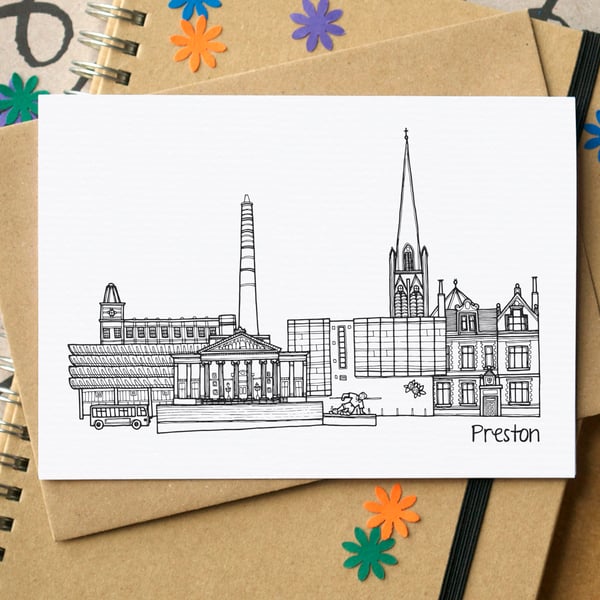 Preston Skyline Greetings Card