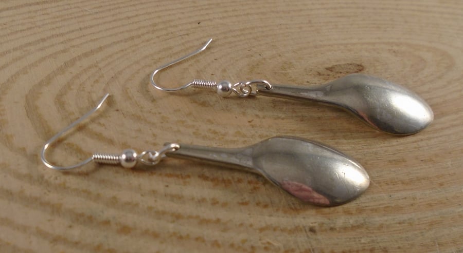 Upcycled Silver Plated Sugar Tong Spoon Earrings SPE122015