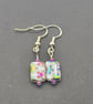 White rectangle czech glass earrings - Image 2