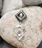 Double diamond sterling silver shapes with haematite pendant - Image 2