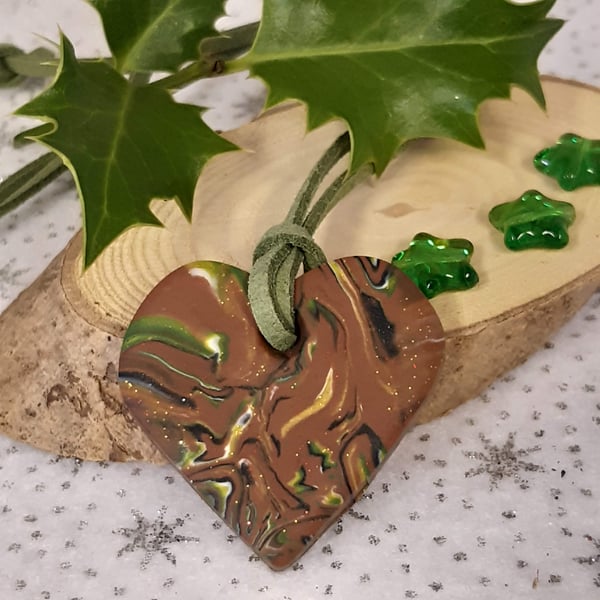 Brown multi coloured heart  pendant