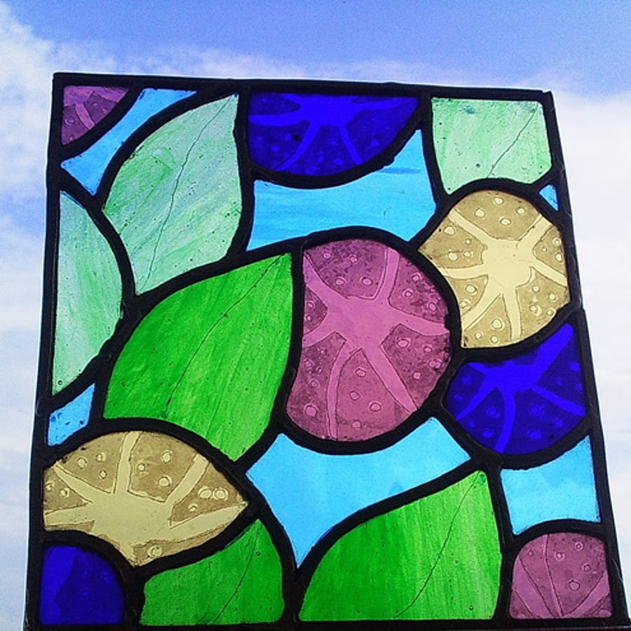 Colourful Columbines, Stained Glass Panel