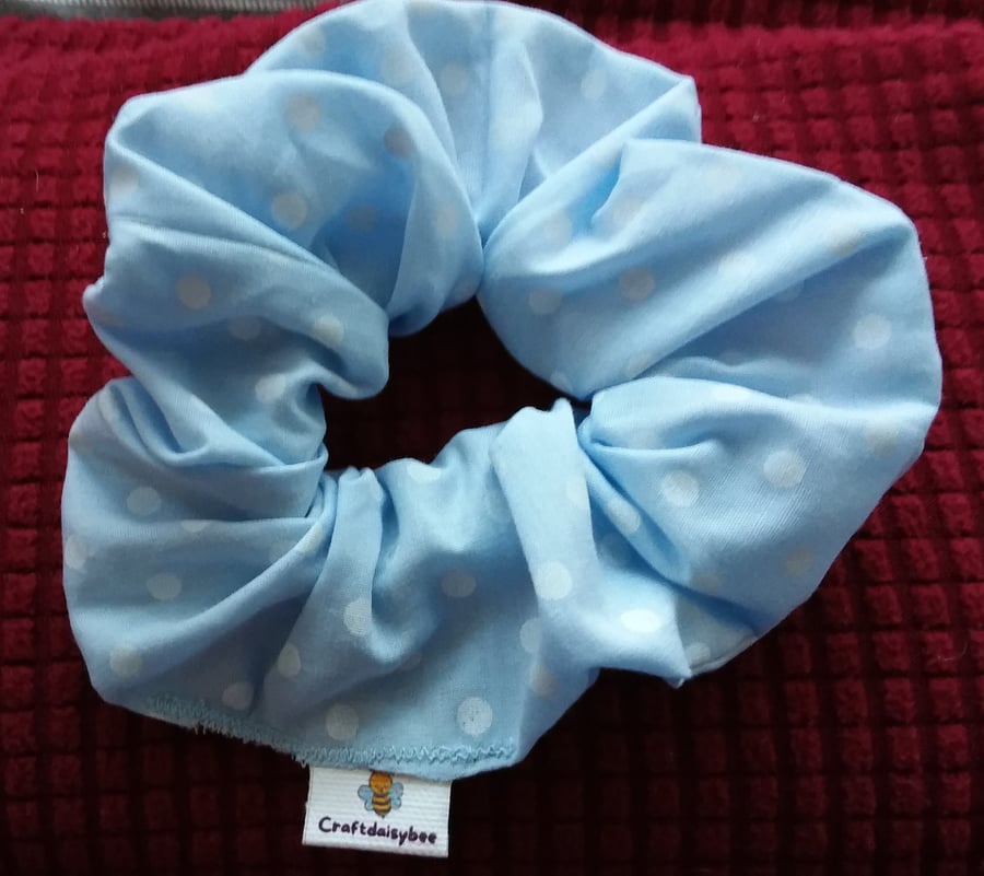 polka dot scrunchie Blue And White Polka Dot Hair Scrunchie. Hair Accessories