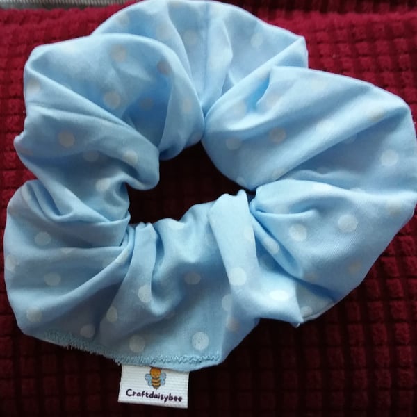 polka dot scrunchie Blue And White Polka Dot Hair Scrunchie. Hair Accessories