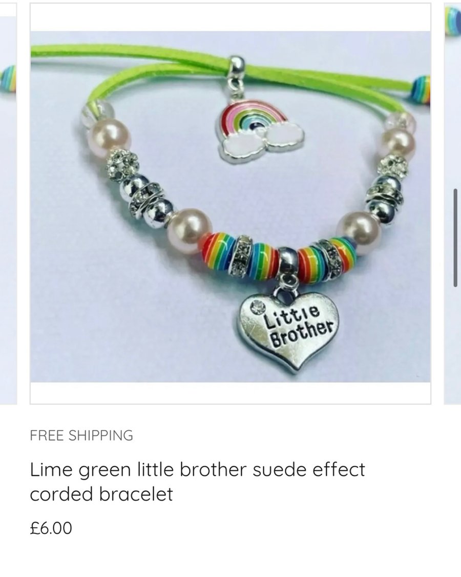 Little brother suede effect corded bracelet gif Folksy