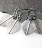 Large silver leaf spear earrings - Image 6