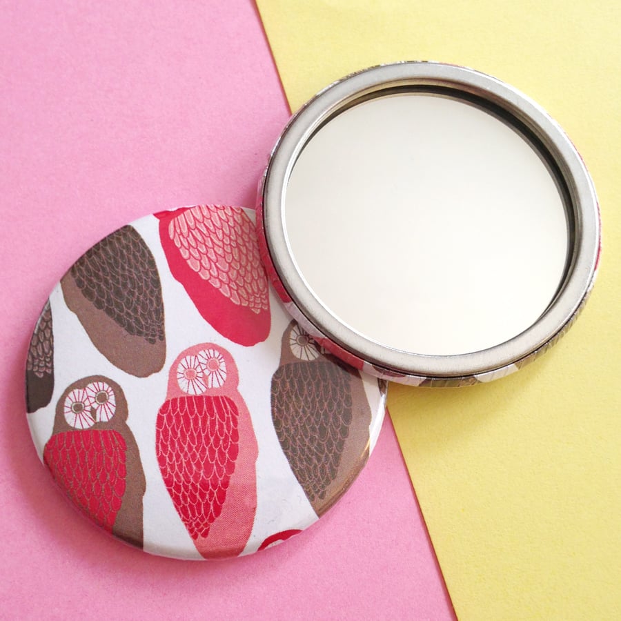 Owl Pattern, Pocket Mirror