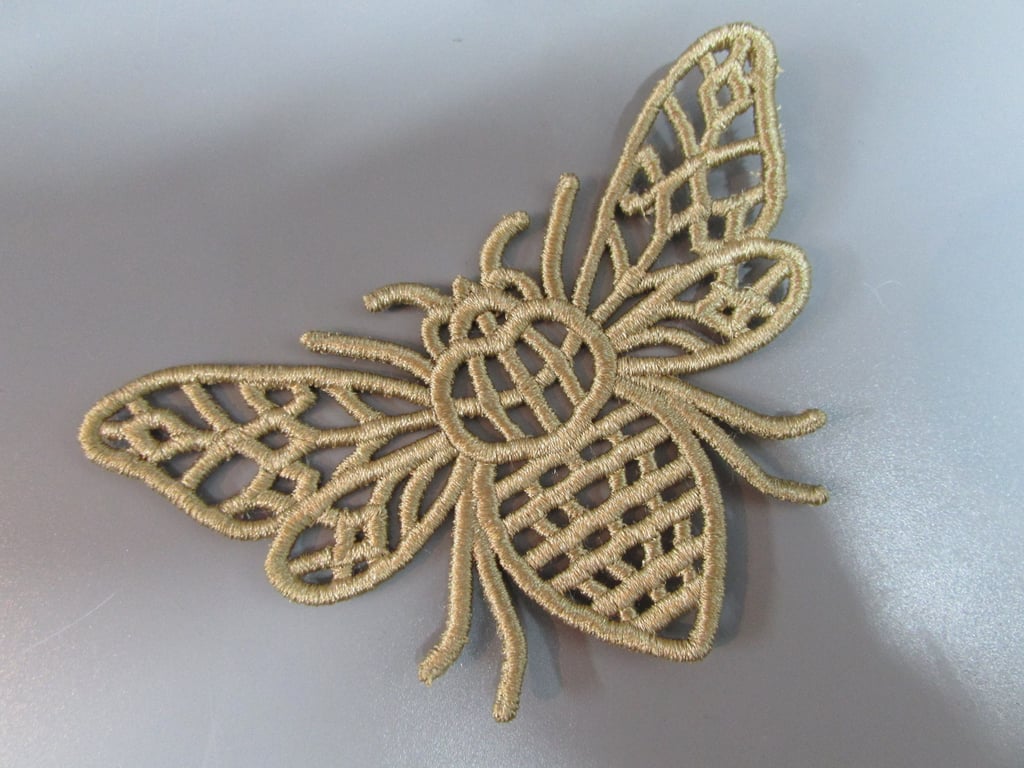 Vintage Lace Bee Embroidered Sew on Applique Patch