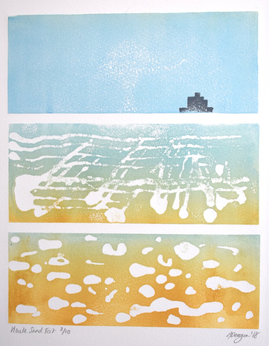 ORIGINAL lino print - 'HAILE SAND FORT'
