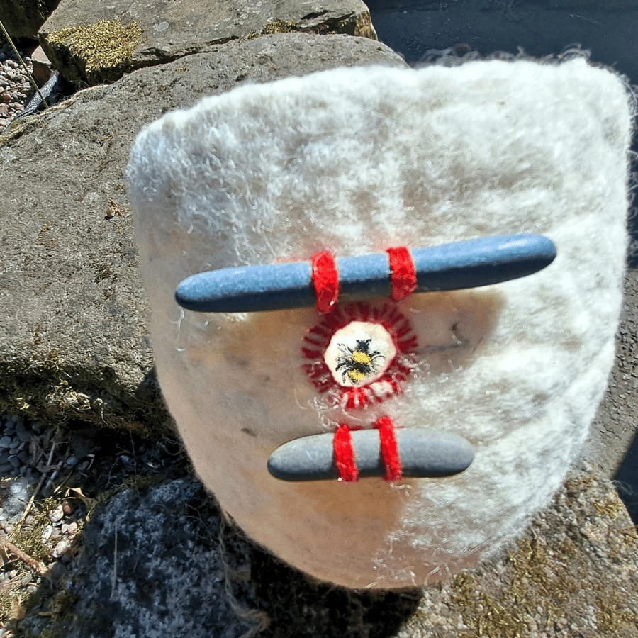 British Wool Pot with Hidden Bee – Handmade, Natural, and One-of-a-Kind