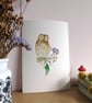 Tawny Owl and Ivy Berries A5 Giclée Fine Art Print - Image 2