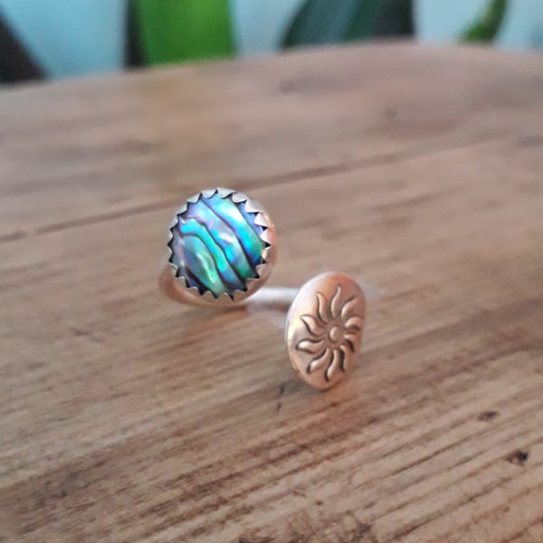 Blue Abalone Sun Ring open adjustable size M