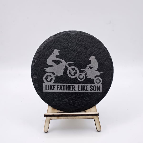 Motorbike engraved slate