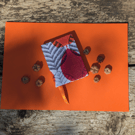 Handmade A7 Notebook with 1950's Orange Autumn Leaf Vintage Barkcloth Fabric