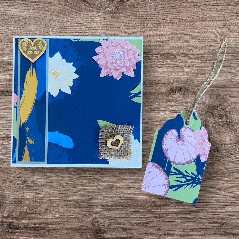 Claude Monet inspired blank greetings card and gift tag for a special occasion.
