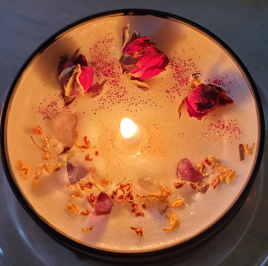 4oz crystal and flower candle 