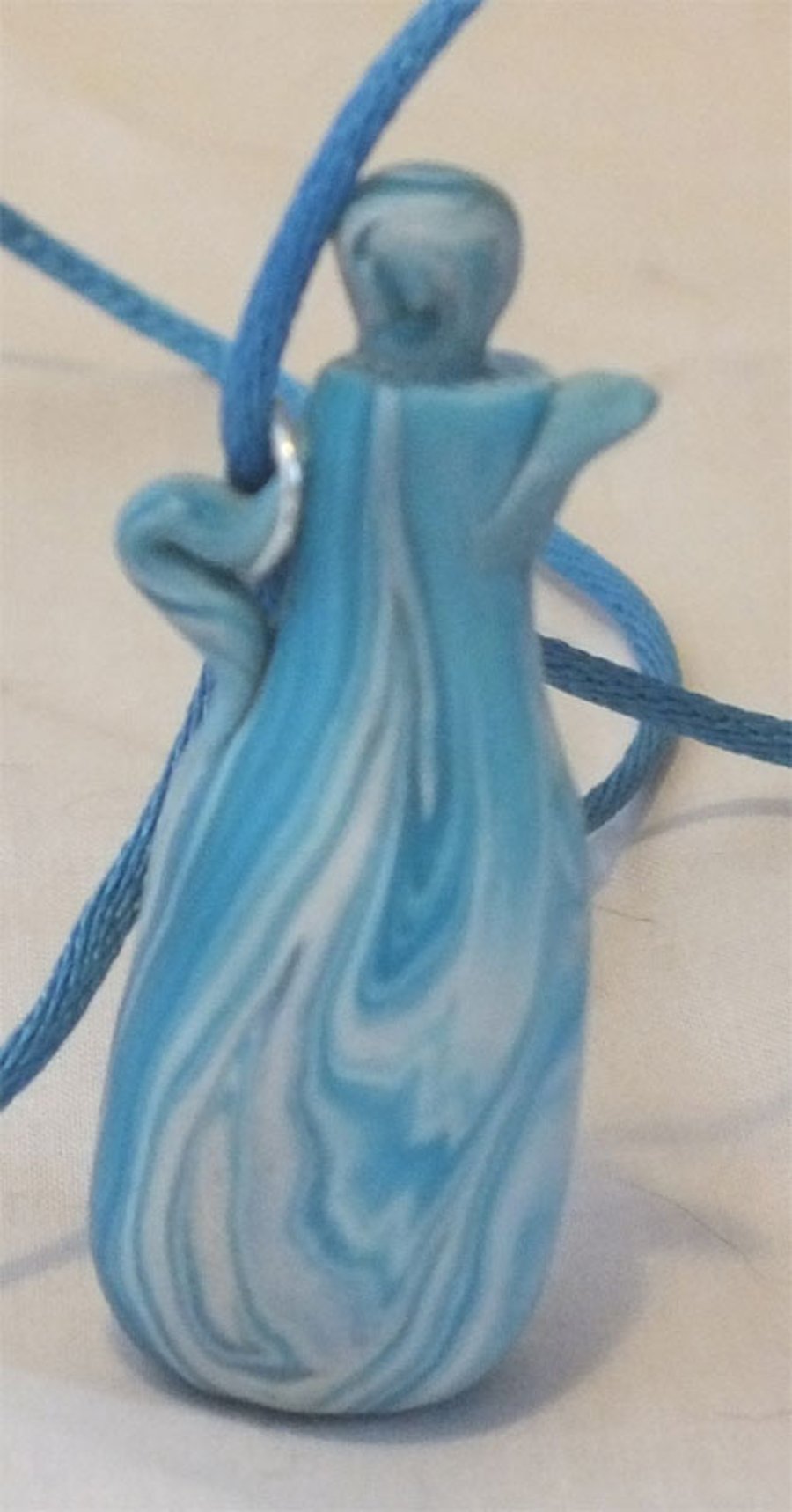 Blue bottle polymer clay necklace