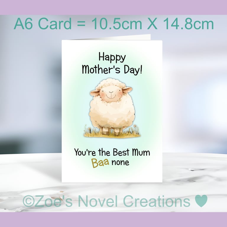Sheep Mother's Day Card - A6 size 10.5cm X 14.8cm