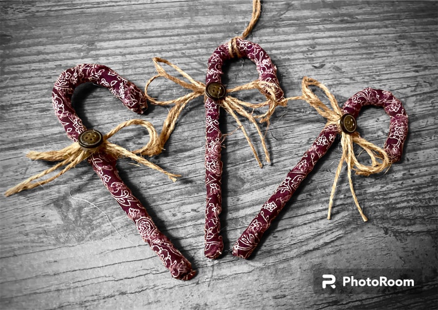 Rustic Candy Cane, Christmas Decoration, Primitive , Boho Christmas, Set of 3