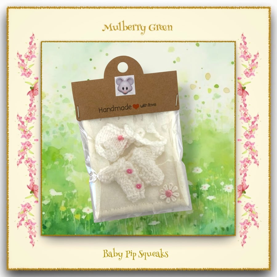 Teeny Tiny White and Pink Layette set for the Baby Pip Squeaks