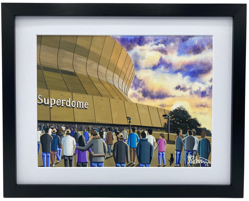 New Orleans Saints, Superdome. NFL High Quality Framed Art Print. Approx A4